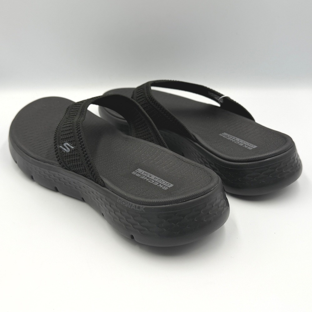 Skechers GoWalk Sandals Women 6 Black 41459/BBK Machine Washable Flip Flops NEW - Picture 7 of 16